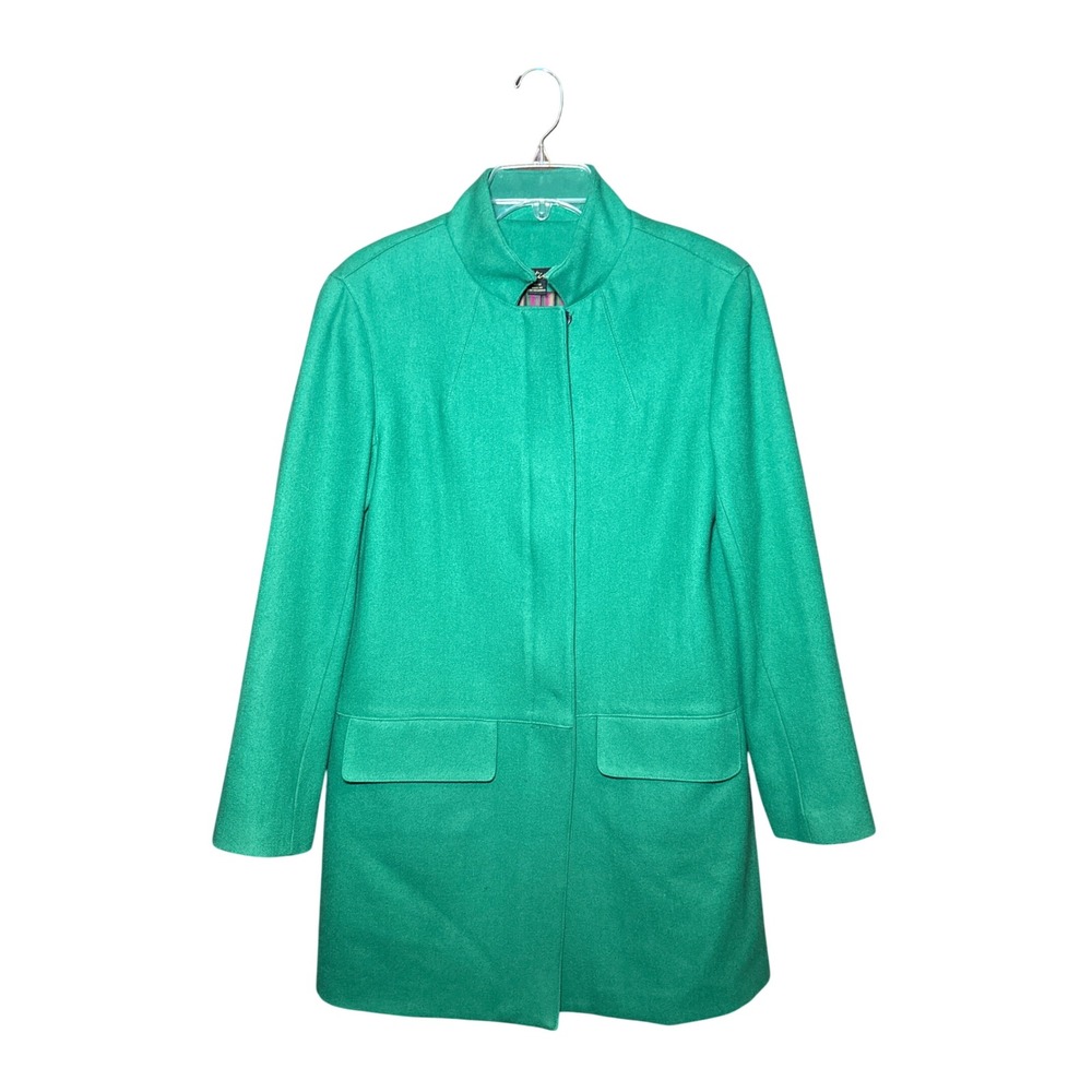 Cartise Womens Wool Blend Mock Neck Car Coat Kelly Green Medium Preppy Classic